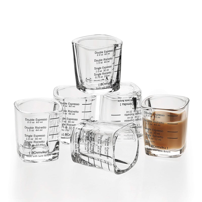 BCnmviku Espresso Shot Glass Liquid Heavy Sturdy Glass Shot Glasses Measuring cup Wine Glass 6 Pack 2oz/60ml By BCnmviku (Sturdy 6Pack) - Image 1